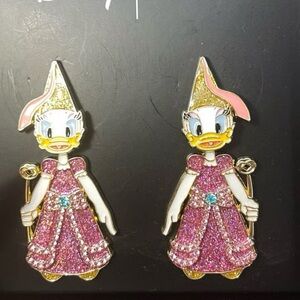 Disney x BaubleBar Daisy Duck Storybook Princess Halloween Earrings Pink Glitter